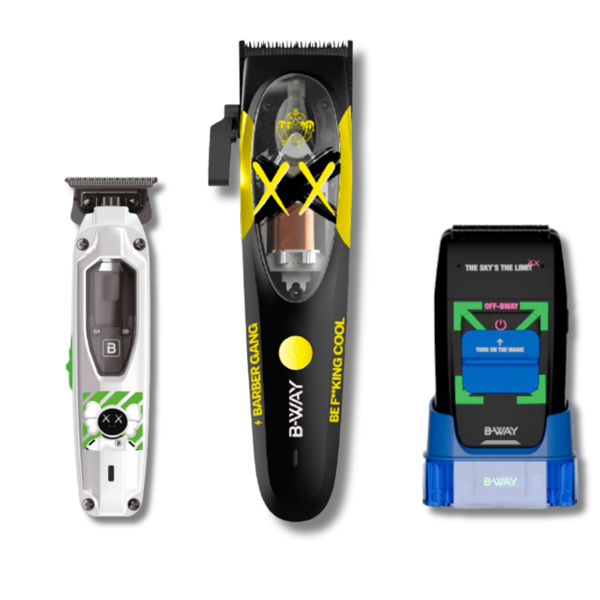 B-Way B10K Clipper, T-Pro Trimmer, Off-Shaver Black - 3 in 1 Set