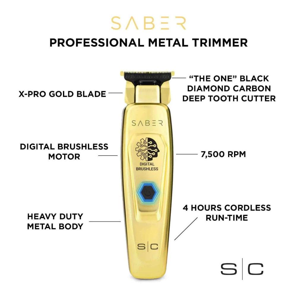 StyleCraft Saber Full Metal Body Digital Brushless Motor Cordless Trimmer - Gold
